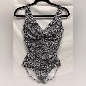 Lands' End Monochrome Paisley Swimsuit